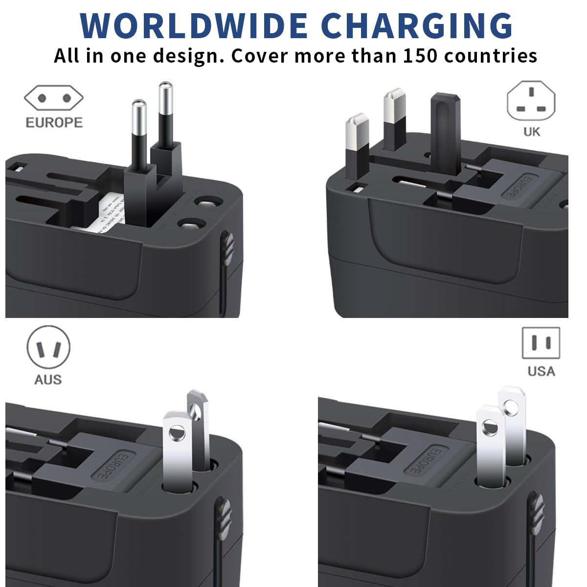 Universal Travel Adapter with USB C