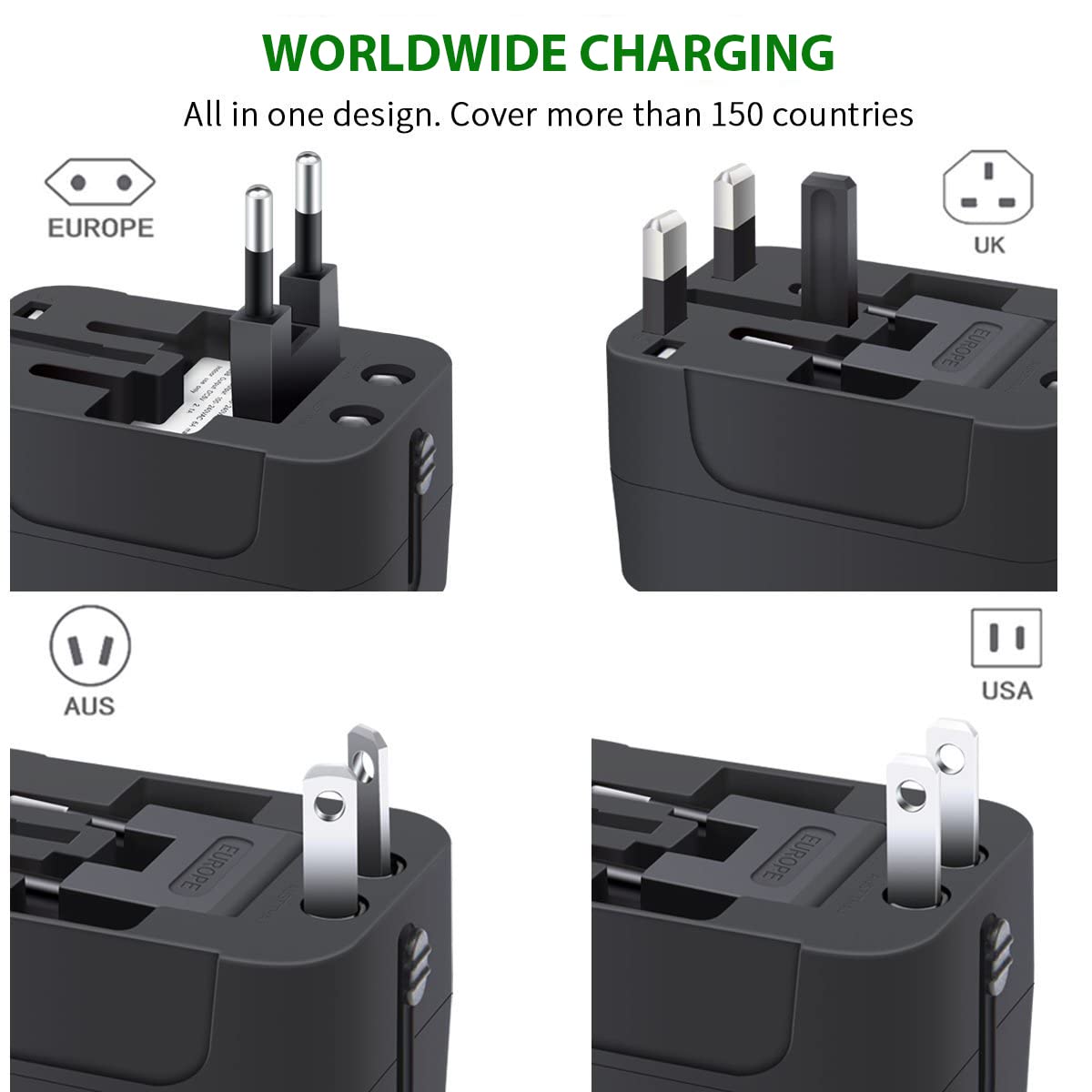 Universal Travel Adapter with USB C