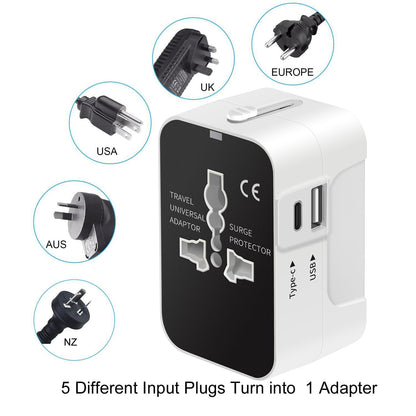 Universal Travel Adapter with USB C