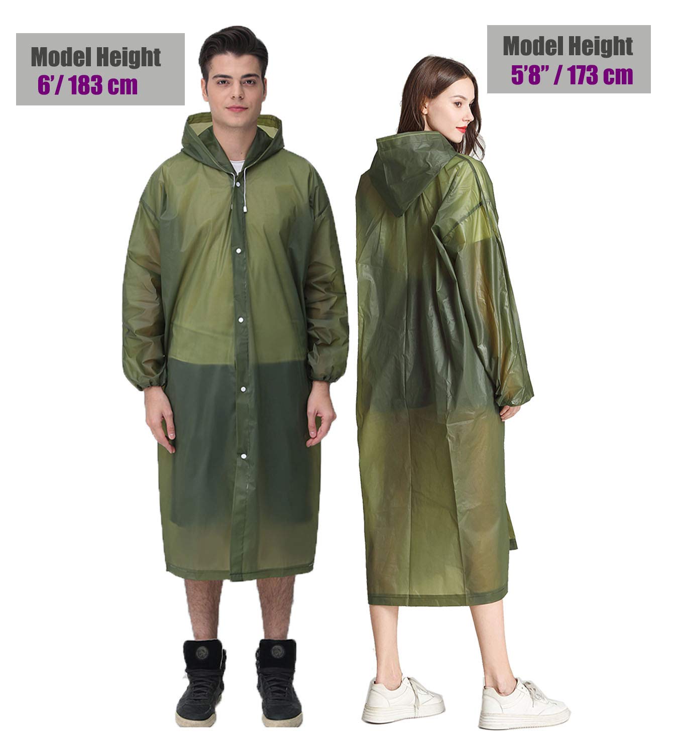 EVA Portable Rain Jackets with Hood