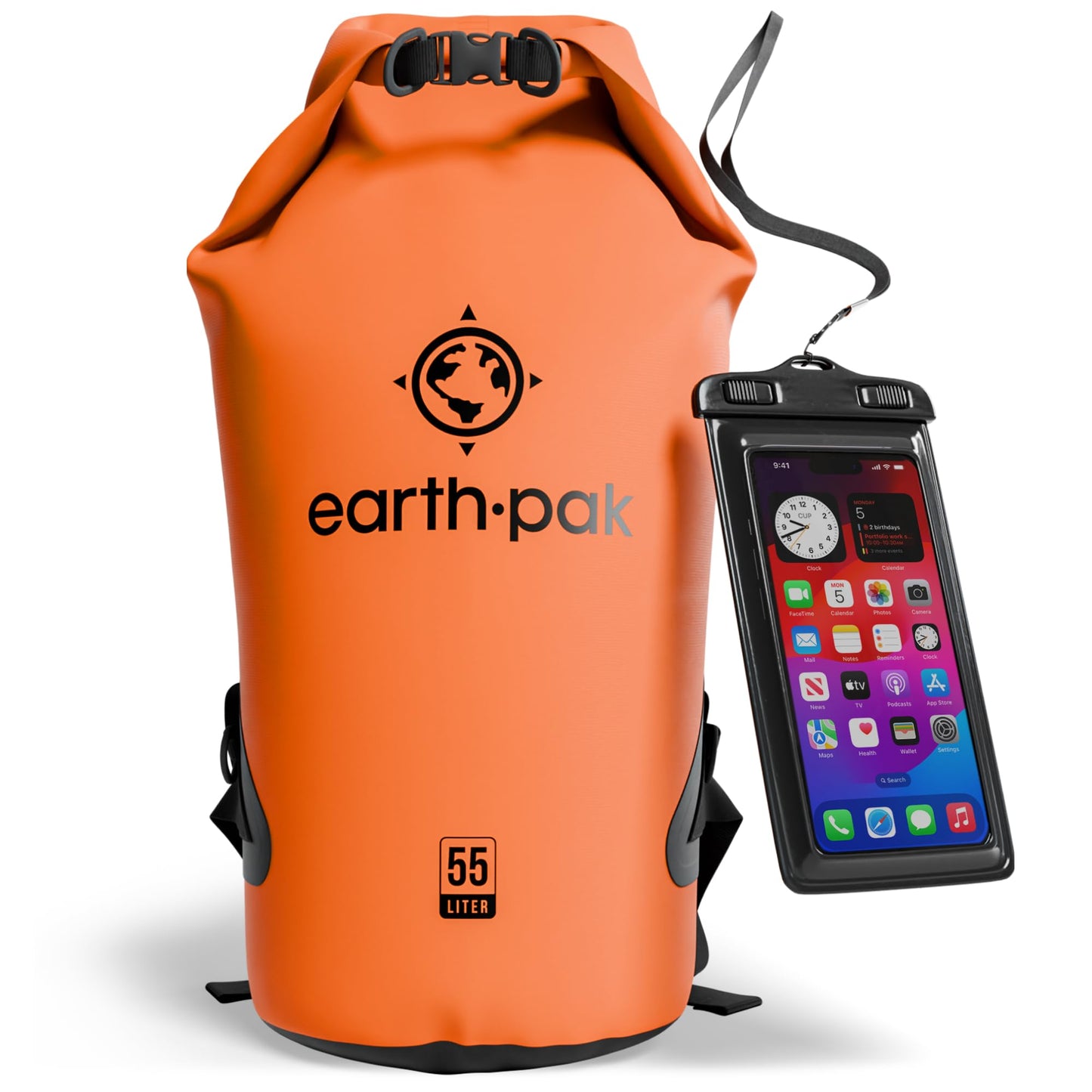 Earth Pak 55L Waterproof Dry Bag with Phone Pouch