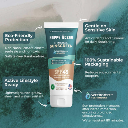 Sunscreen SPF 45 Biodegradable | Happy Ocean