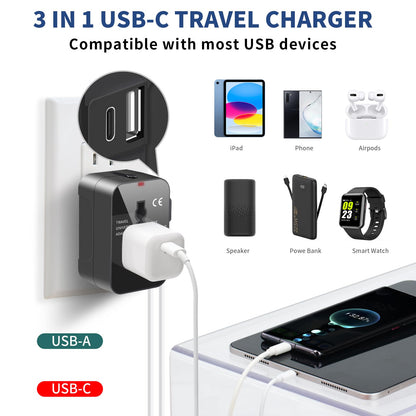 Universal Travel Adapter with USB C