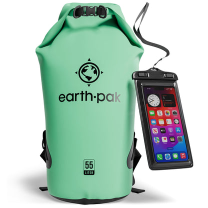 Earth Pak 55L Waterproof Dry Bag with Phone Pouch