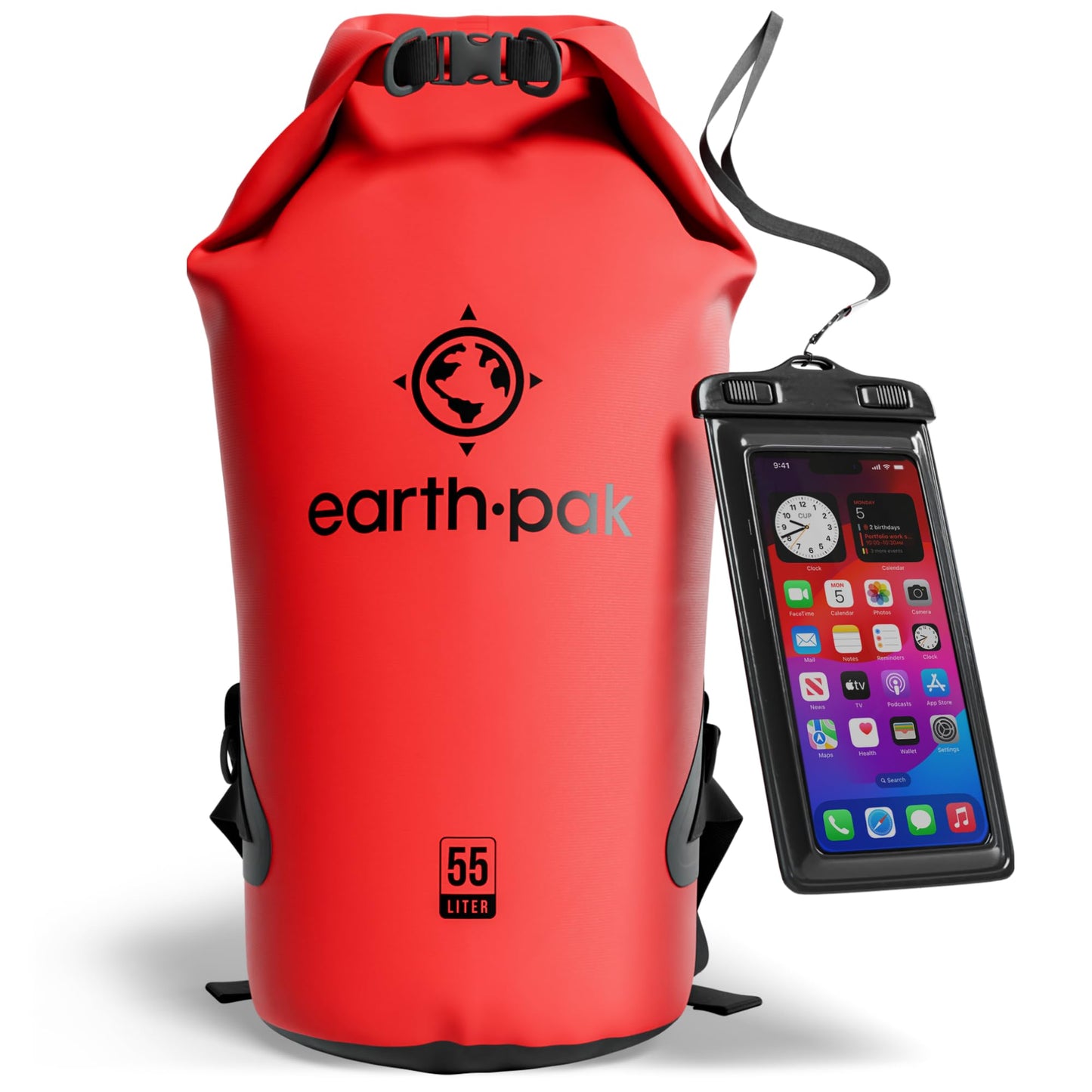 Earth Pak 55L Waterproof Dry Bag with Phone Pouch