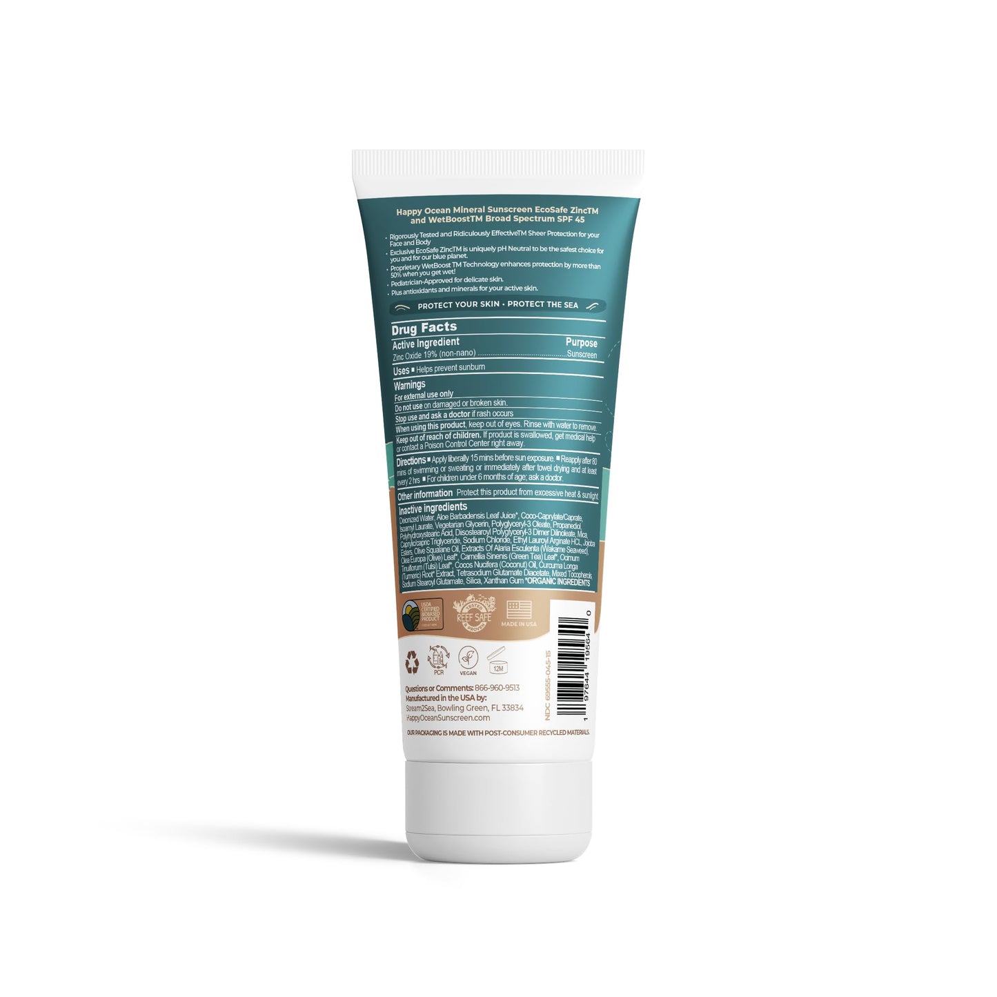 Sunscreen SPF 45 Biodegradable | Happy Ocean