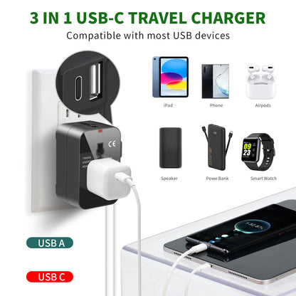 Universal Travel Adapter with USB C