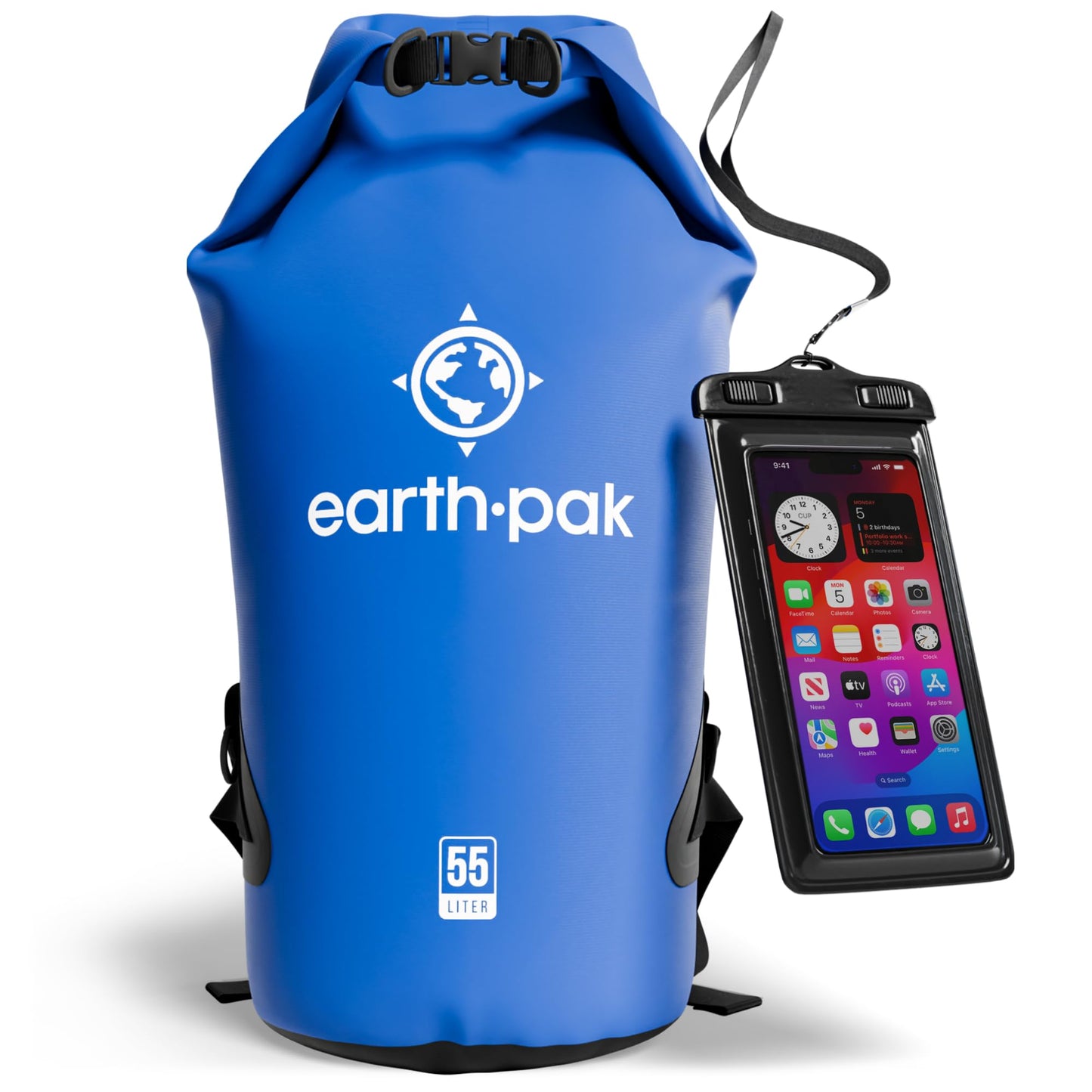 Earth Pak 55L Waterproof Dry Bag with Phone Pouch