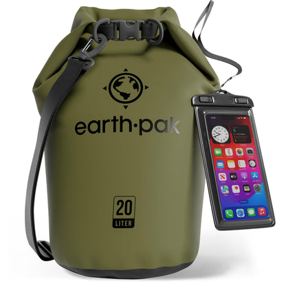 Earth Pak 55L Waterproof Dry Bag with Phone Pouch