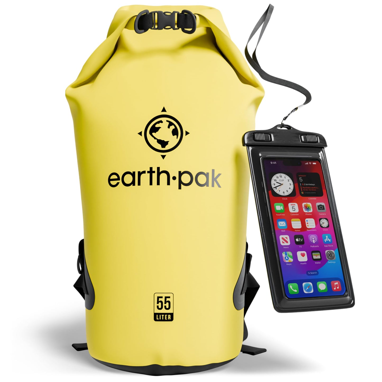 Earth Pak 55L Waterproof Dry Bag with Phone Pouch