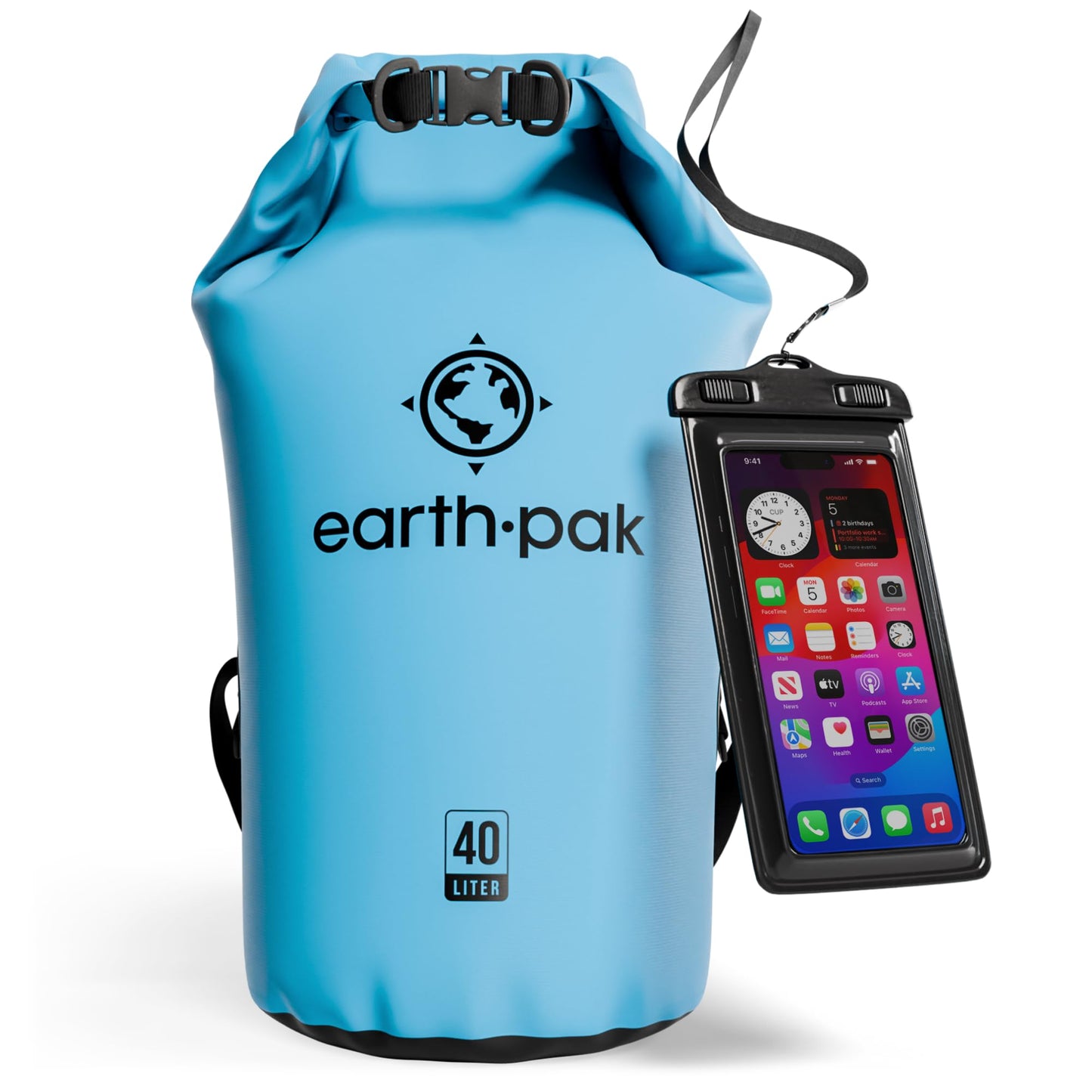 Earth Pak 55L Waterproof Dry Bag with Phone Pouch