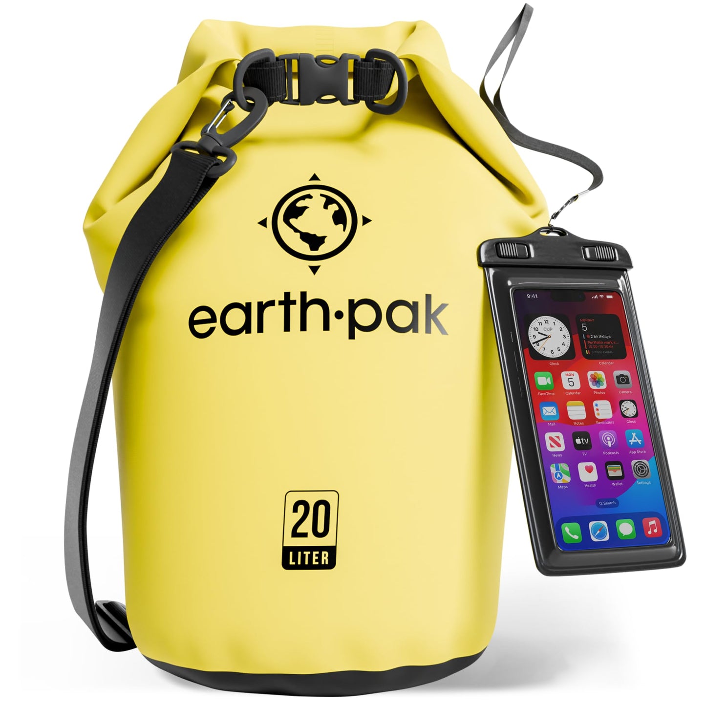 Earth Pak 55L Waterproof Dry Bag with Phone Pouch