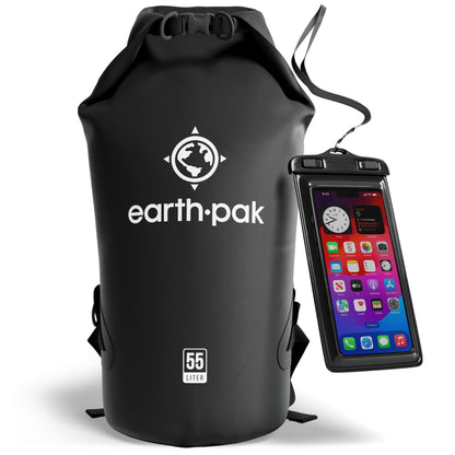 Earth Pak 55L Waterproof Dry Bag with Phone Pouch