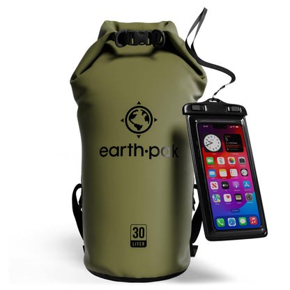 Earth Pak 55L Waterproof Dry Bag with Phone Pouch