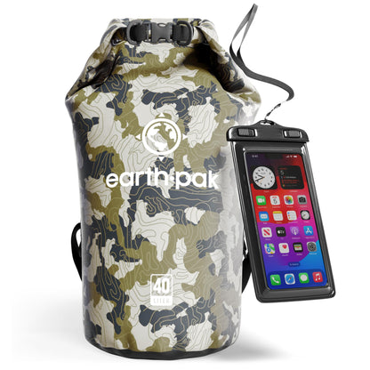 Earth Pak 55L Waterproof Dry Bag with Phone Pouch