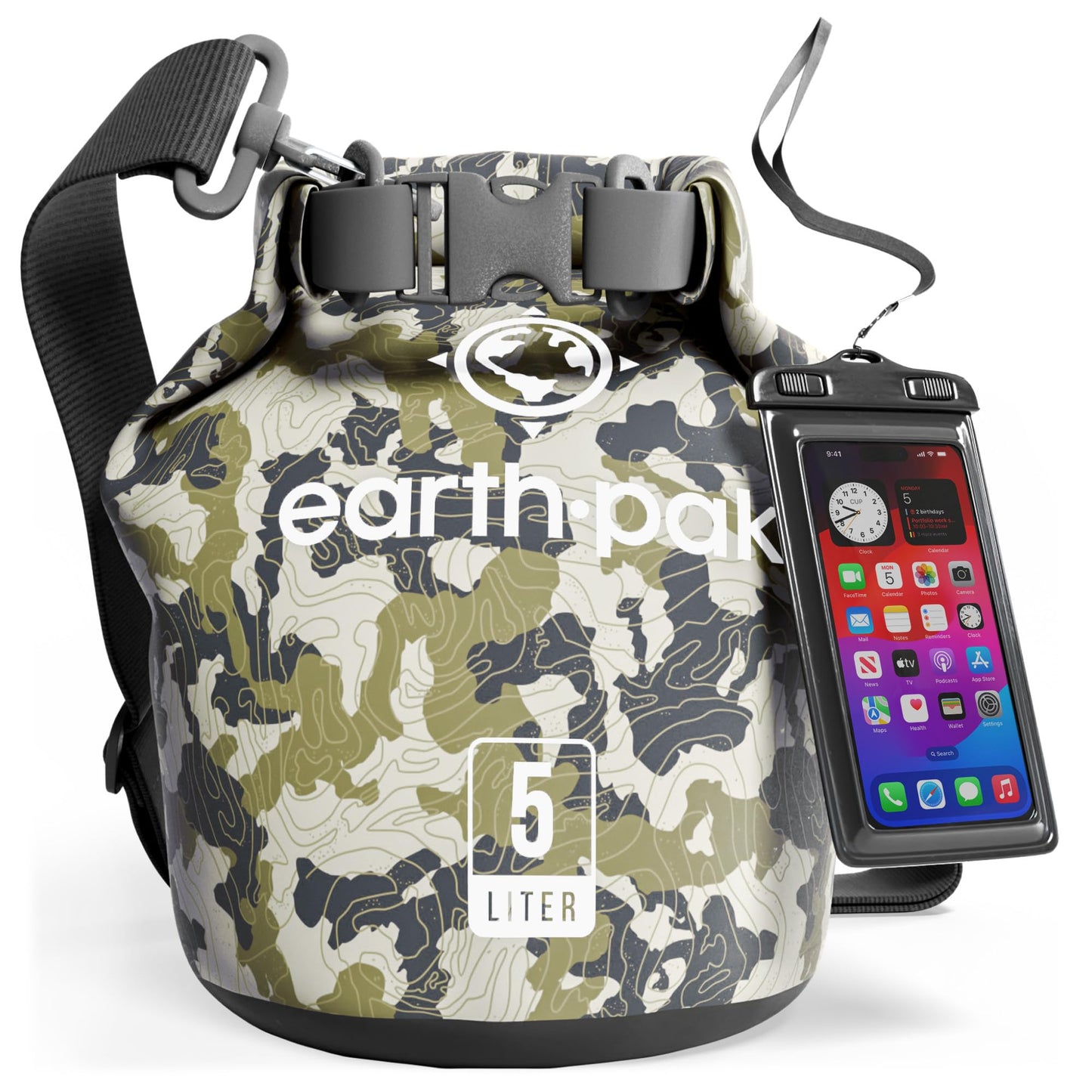 Earth Pak 55L Waterproof Dry Bag with Phone Pouch