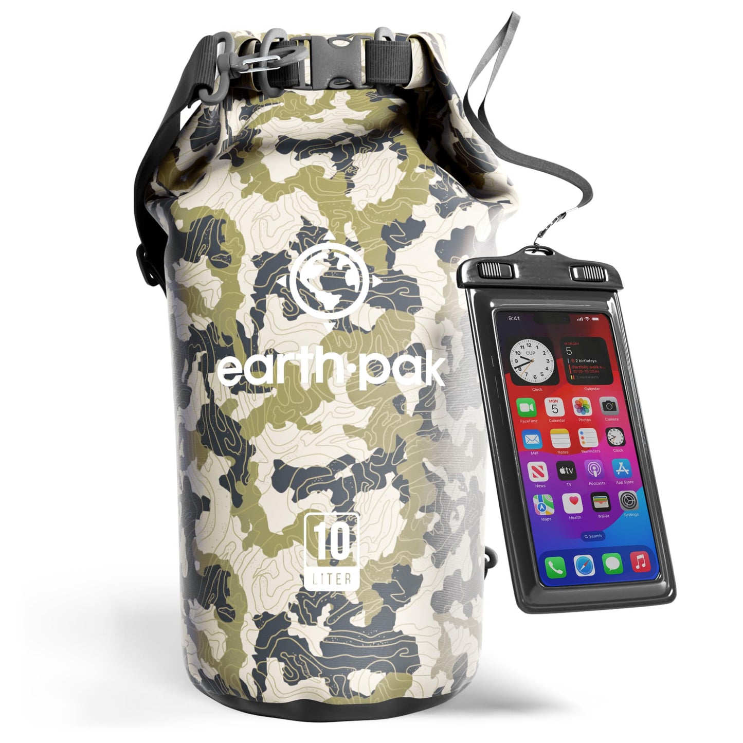 Earth Pak 55L Waterproof Dry Bag with Phone Pouch