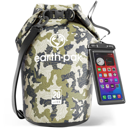 Earth Pak 55L Waterproof Dry Bag with Phone Pouch